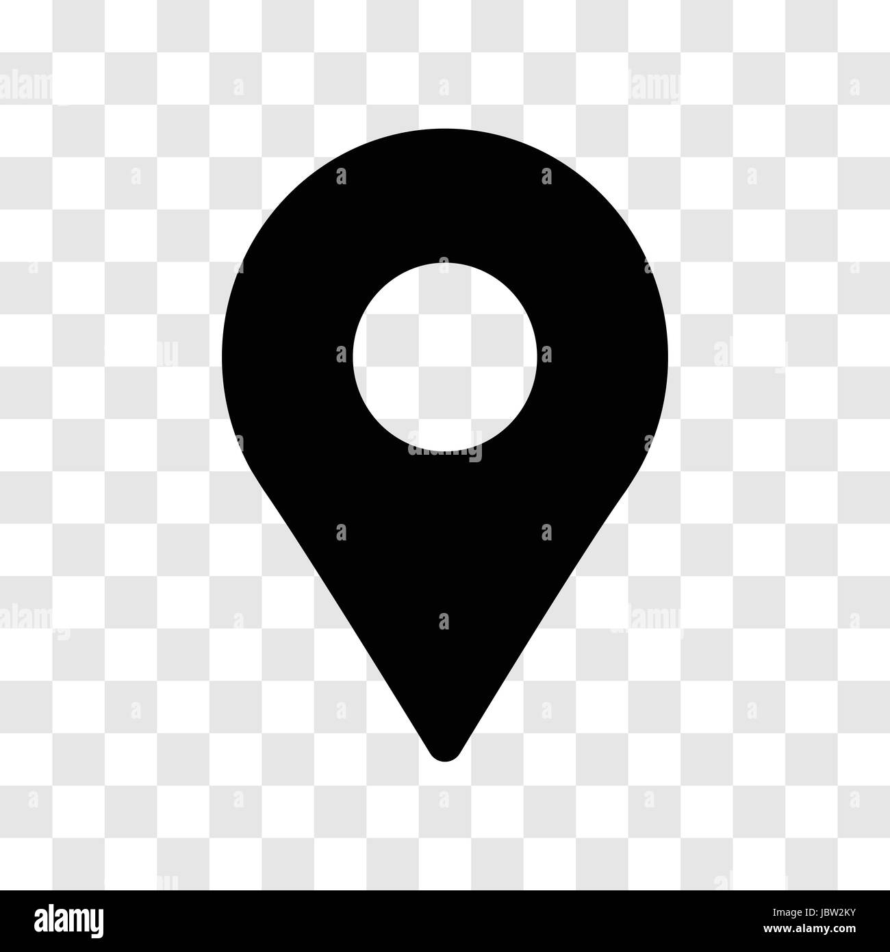 Posizione del pin icona simbolo iconico, sulla trasparenza griglia. Vettore design iconico. Illustrazione Vettoriale