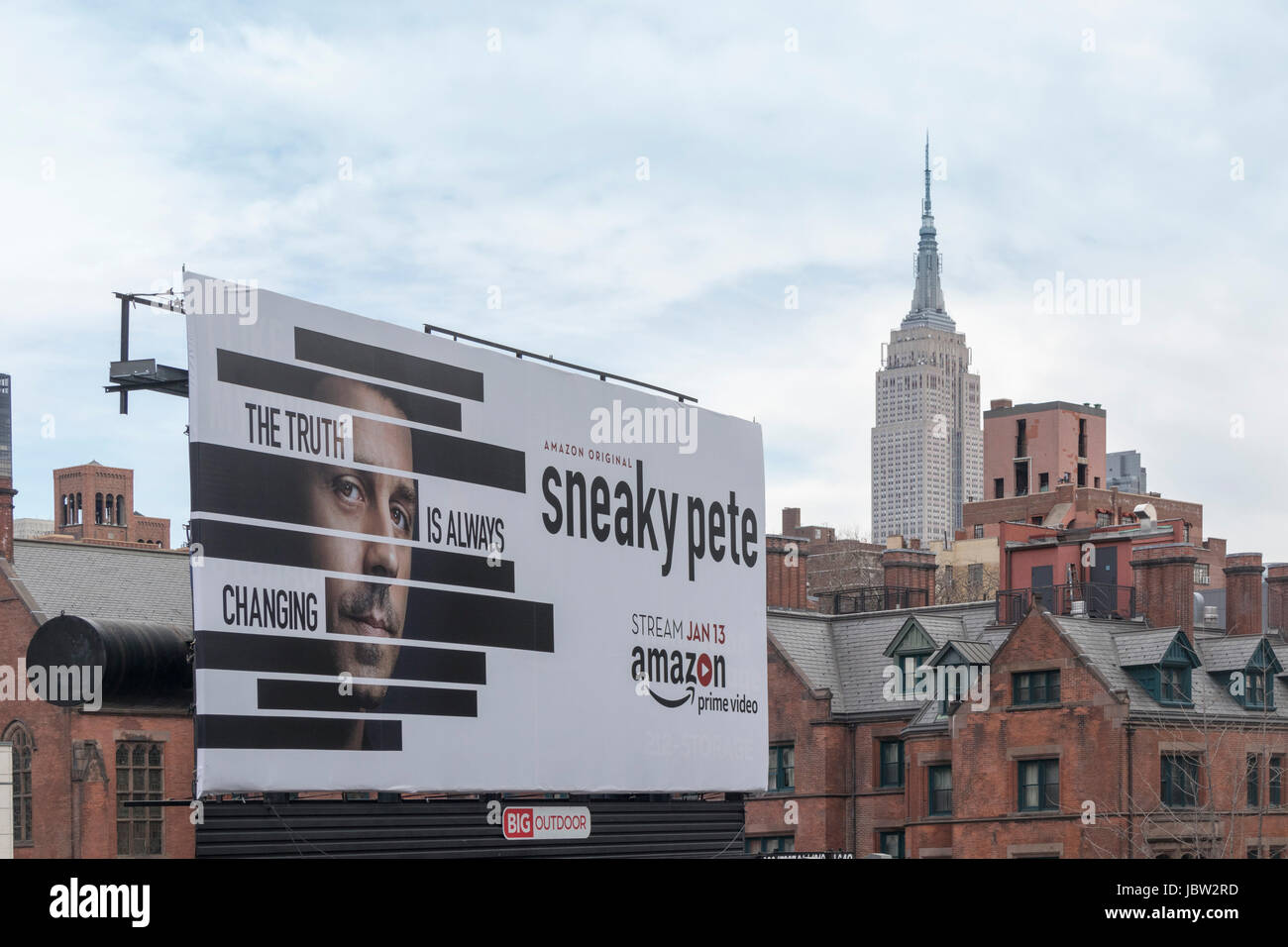 La pubblicità tramite Affissioni subdolo Pete, Manhattan, New York, Stati Uniti d'America Foto Stock