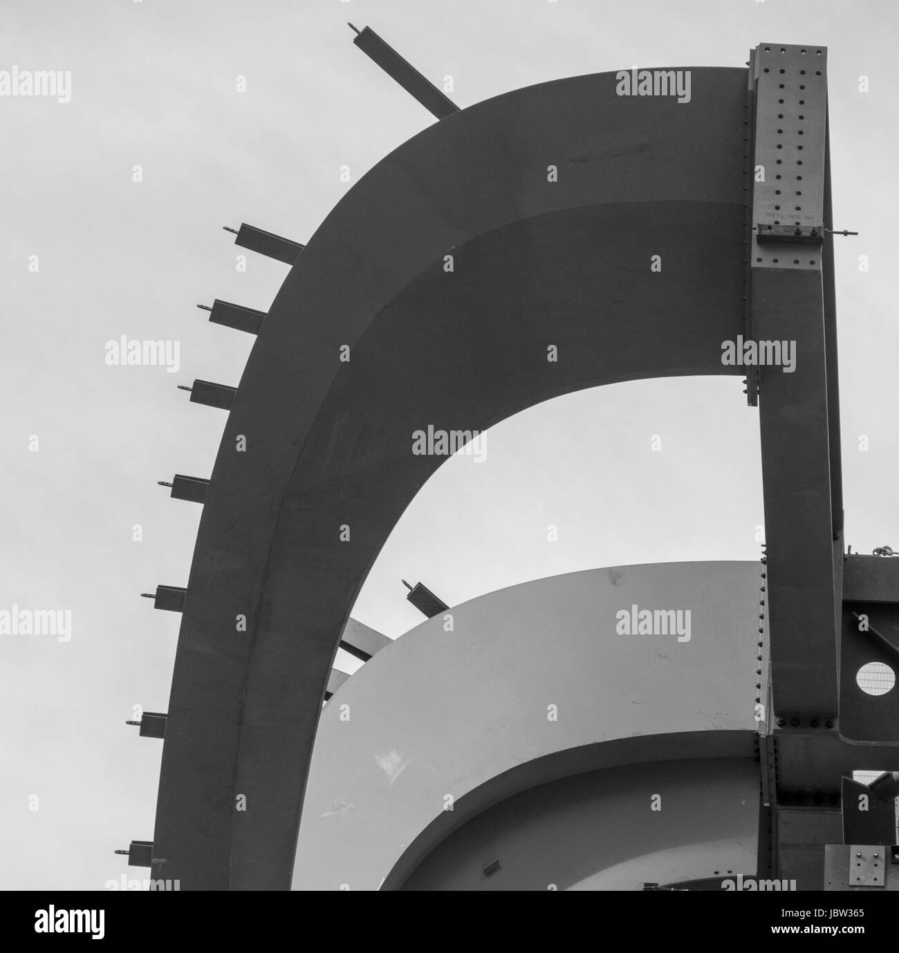 Dettaglio delle travi di acciaio nella costruzione dell'edificio , Manhattan, New York, Stati Uniti d'America Foto Stock