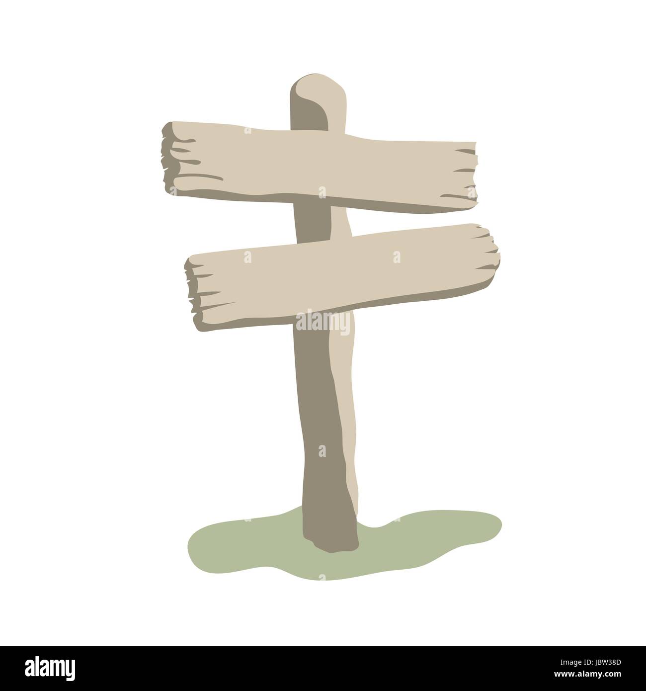 Due forme freccia vuota weathered cartello in legno tavole vettoriali in stile cartone animato Illustrazione Vettoriale