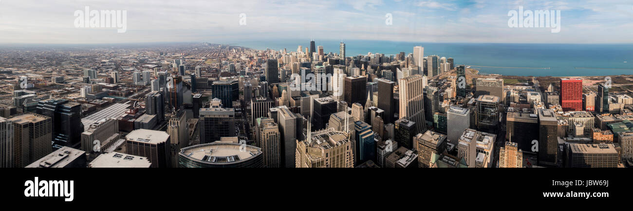 Vista di Chicago dall'Lo Skydeck, Vista panoramica, Chicago, Illinois, Stati Uniti d'America Foto Stock