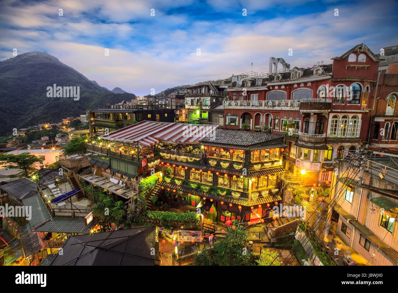 Teahouse collinare in Jiufen, di Taiwan per adv o altri usi Foto Stock