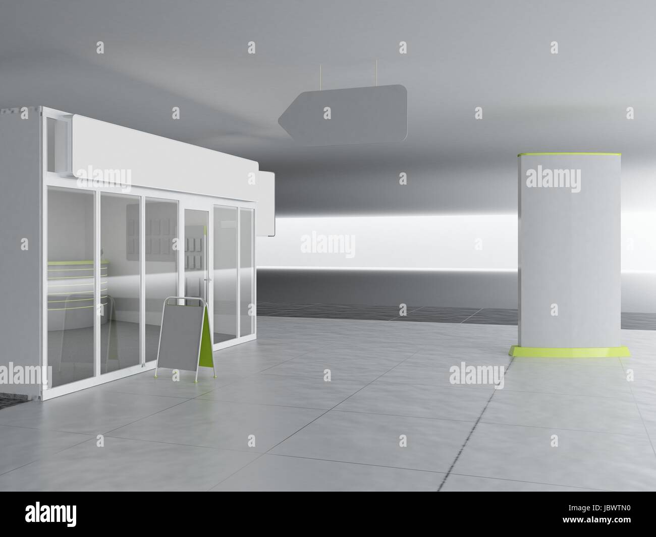 Illustrazione di shop - chiosco, esterni e interni Foto Stock