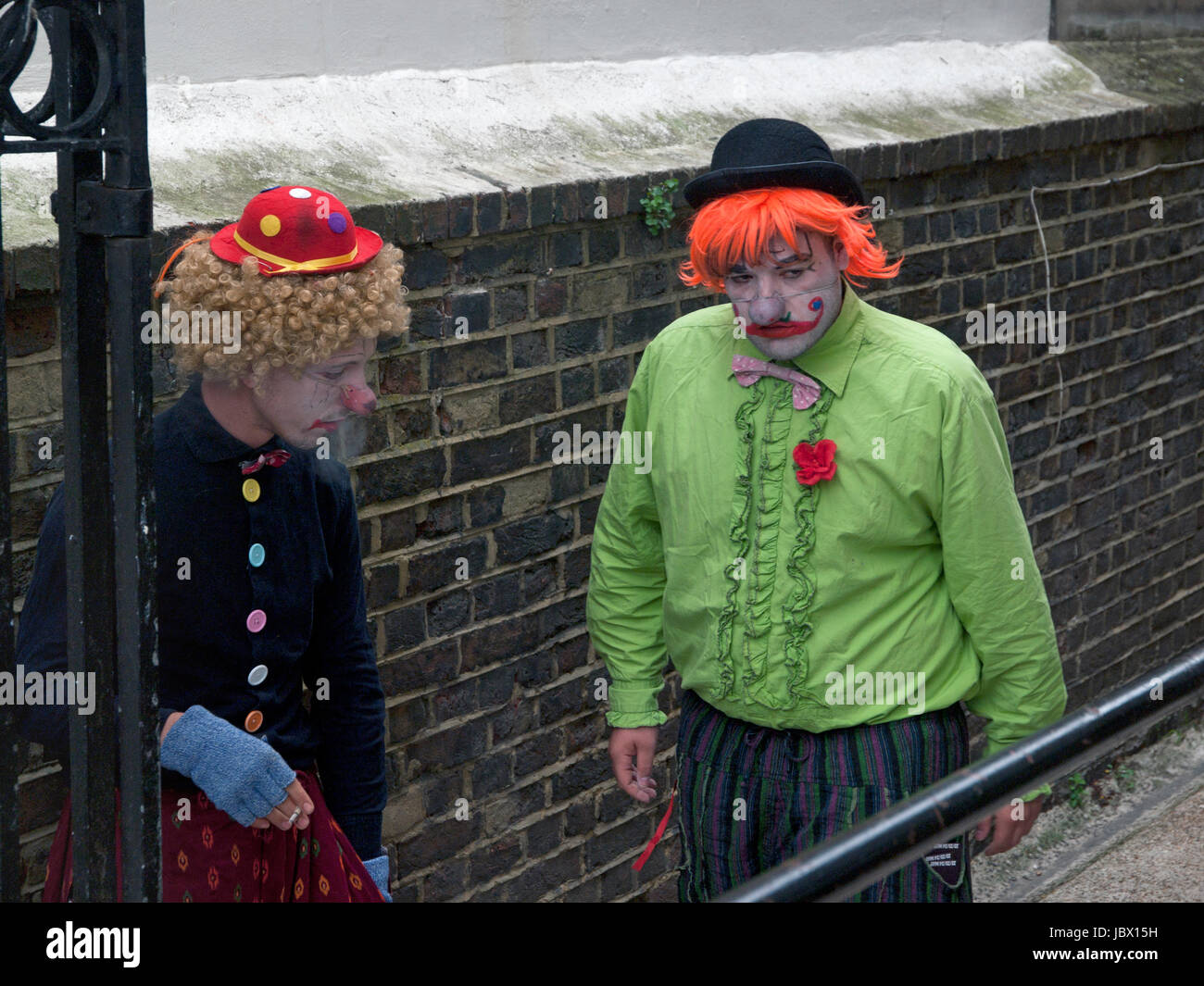 Pagliacci a causa di eseguire durante la Brighton Fringe Festival Foto Stock