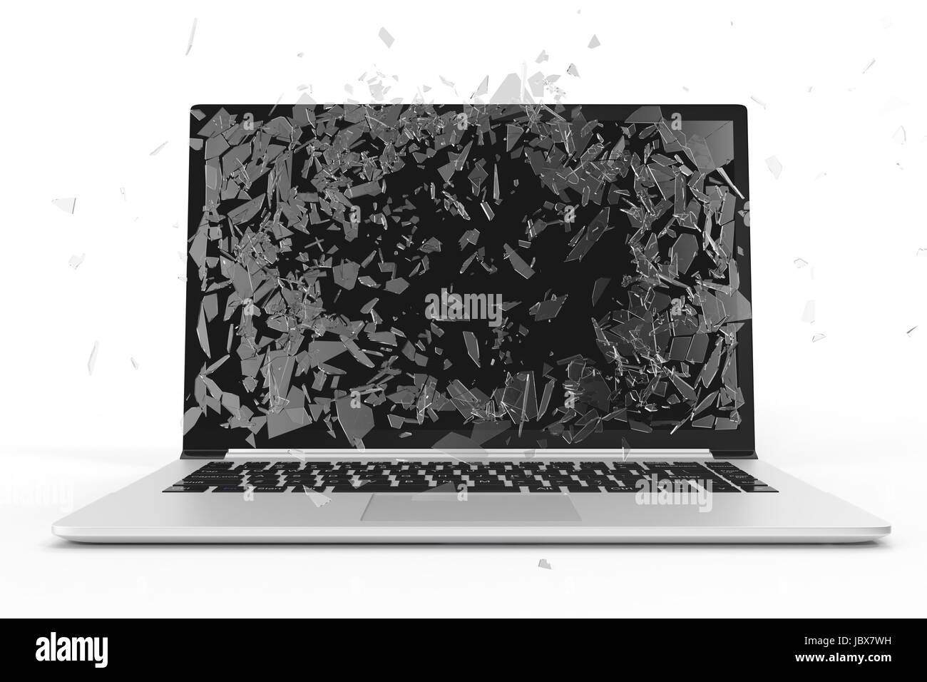 Computer o laptop con schermo rotto isolati su sfondo bianco per il vostro progetto di design. Il rendering 3D Foto Stock