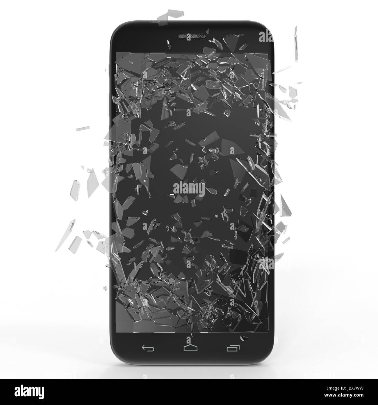 Telefono con schermo rotto isolati su sfondo bianco per il vostro progetto di design. Il rendering 3D Foto Stock