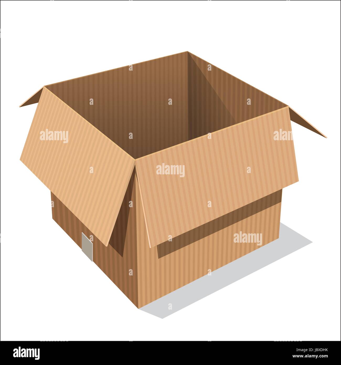 Isolato aprire la scatola di cartone, aperto emty casella su sfondo bianco - illustrazione vettoriale. Illustrazione Vettoriale
