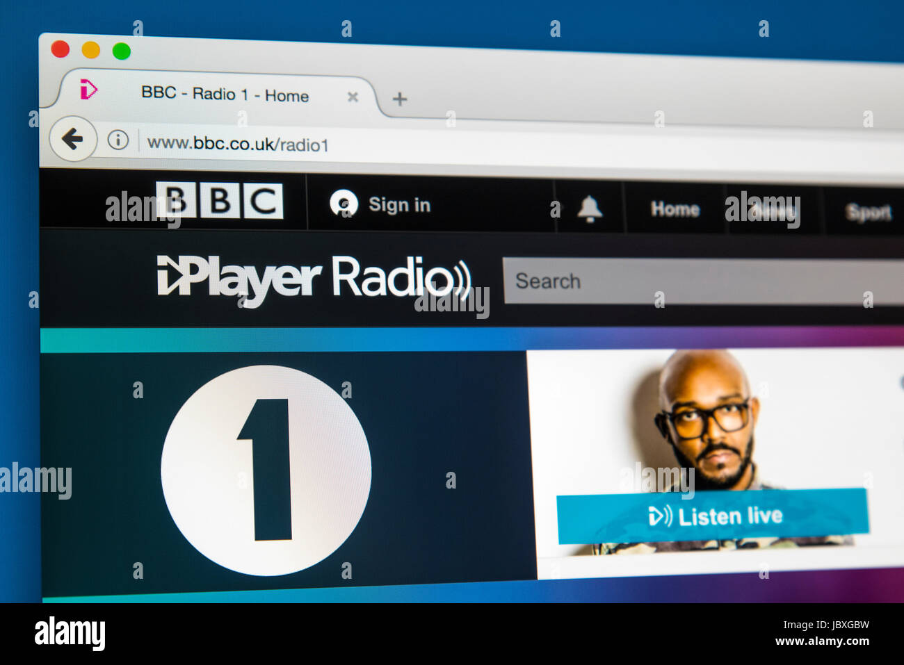 LONDON, Regno Unito - 8 GIUGNO 2017: La homepage della BBC Radio 1 della BBC iPlayer website, il 8 giugno 2017. Foto Stock