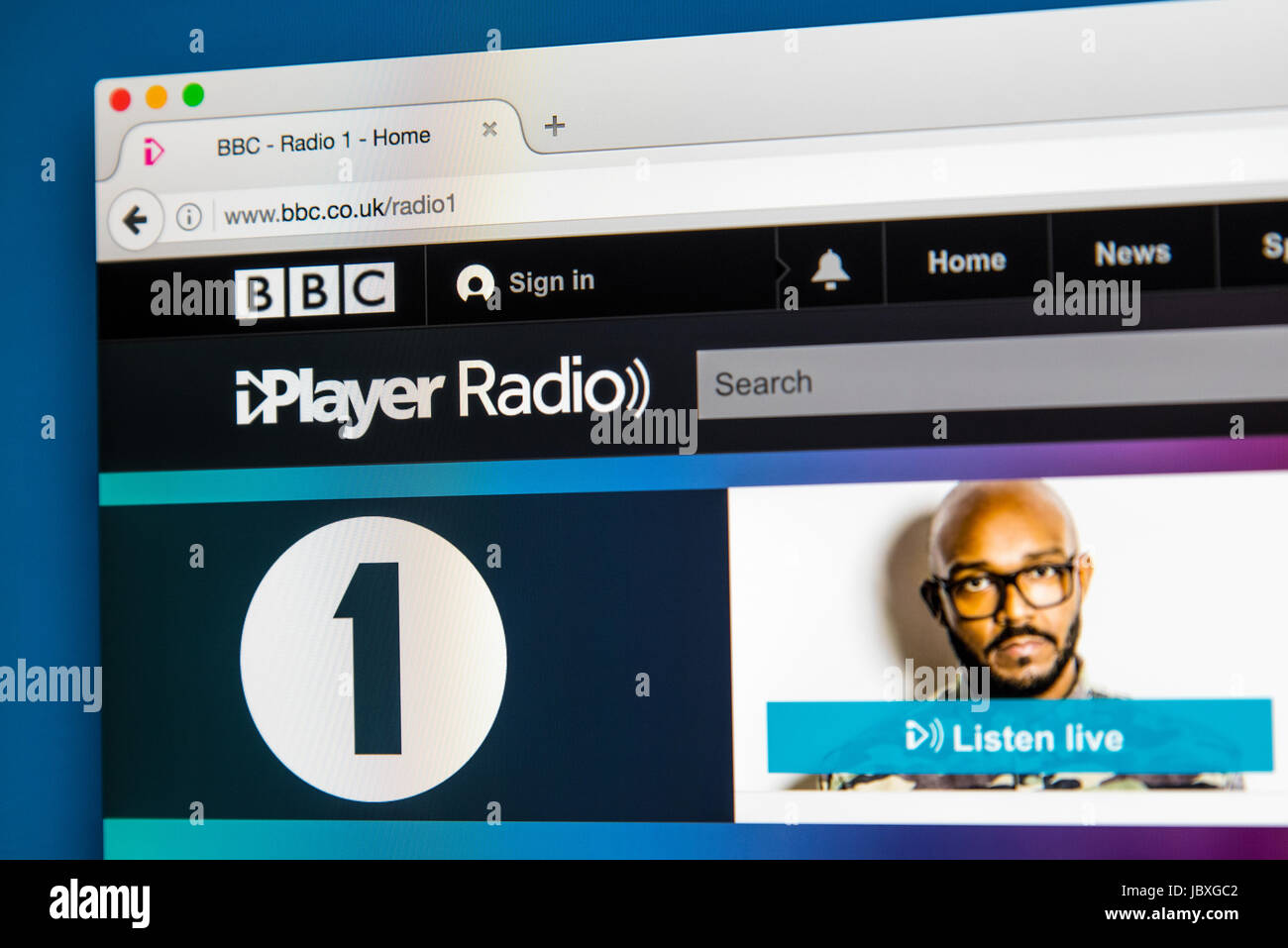 LONDON, Regno Unito - 8 GIUGNO 2017: La homepage della BBC Radio 1 della BBC iPlayer website, il 8 giugno 2017. Foto Stock