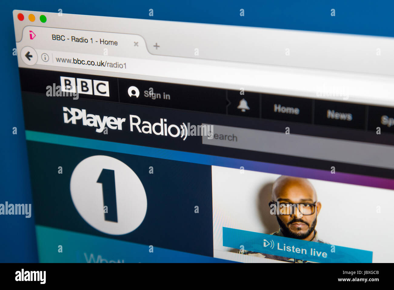 LONDON, Regno Unito - 8 GIUGNO 2017: La homepage della BBC Radio 1 della BBC iPlayer website, il 8 giugno 2017. Foto Stock