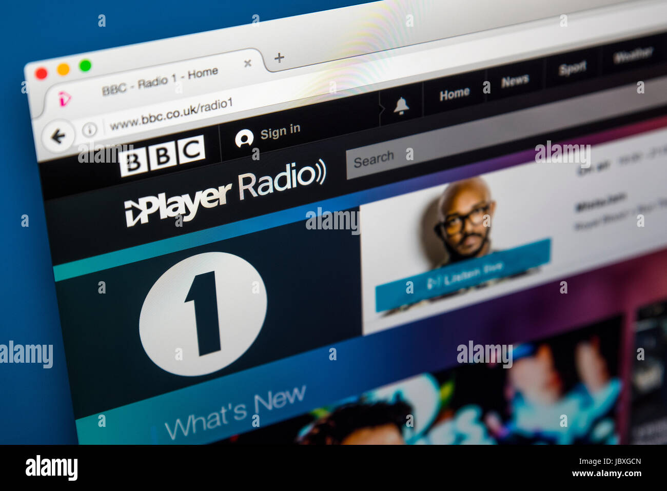 LONDON, Regno Unito - 8 GIUGNO 2017: La homepage della BBC Radio 1 della BBC iPlayer website, il 8 giugno 2017. Foto Stock