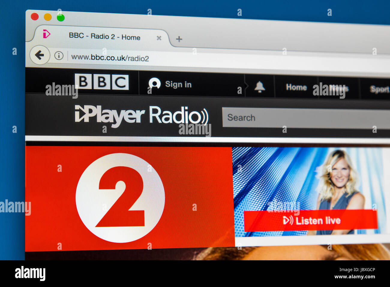 LONDON, Regno Unito - 8 GIUGNO 2017: La homepage della BBC Radio 2 della BBC iPlayer website, il 8 giugno 2017. Foto Stock