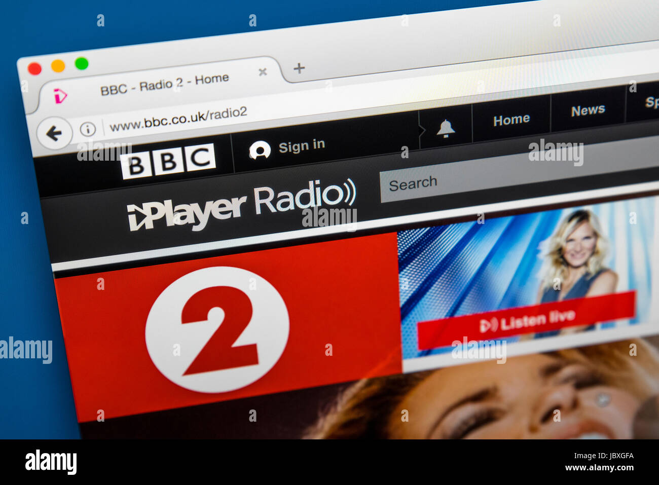 LONDON, Regno Unito - 8 GIUGNO 2017: La homepage della BBC Radio 2 della BBC iPlayer website, il 8 giugno 2017. Foto Stock