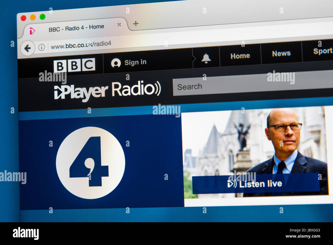 LONDON, Regno Unito - 8 GIUGNO 2017: La homepage della BBC Radio 4 della BBC iPlayer website, il 8 giugno 2017. Foto Stock