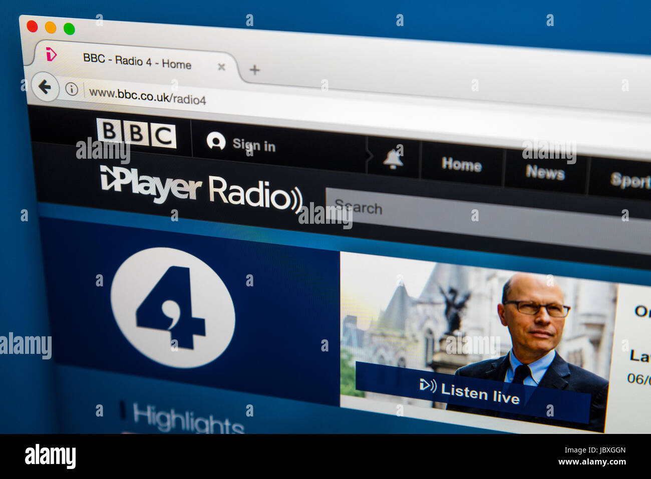 LONDON, Regno Unito - 8 GIUGNO 2017: La homepage della BBC Radio 4 della BBC iPlayer website, il 8 giugno 2017. Foto Stock