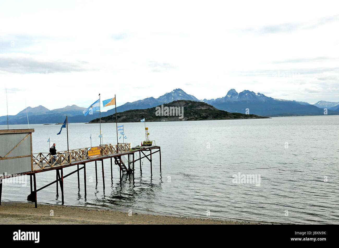 La fine del mondo o del fin del mundo a la maggior parte punta meridionale di Argentina, Sud America su 2/27/2011 Foto Stock