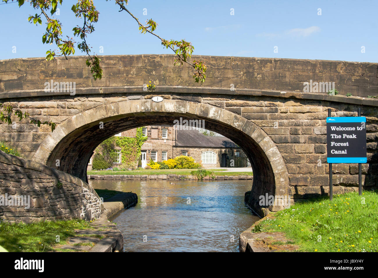 Benvenuti al Peak Forest Canal Marple Foto Stock