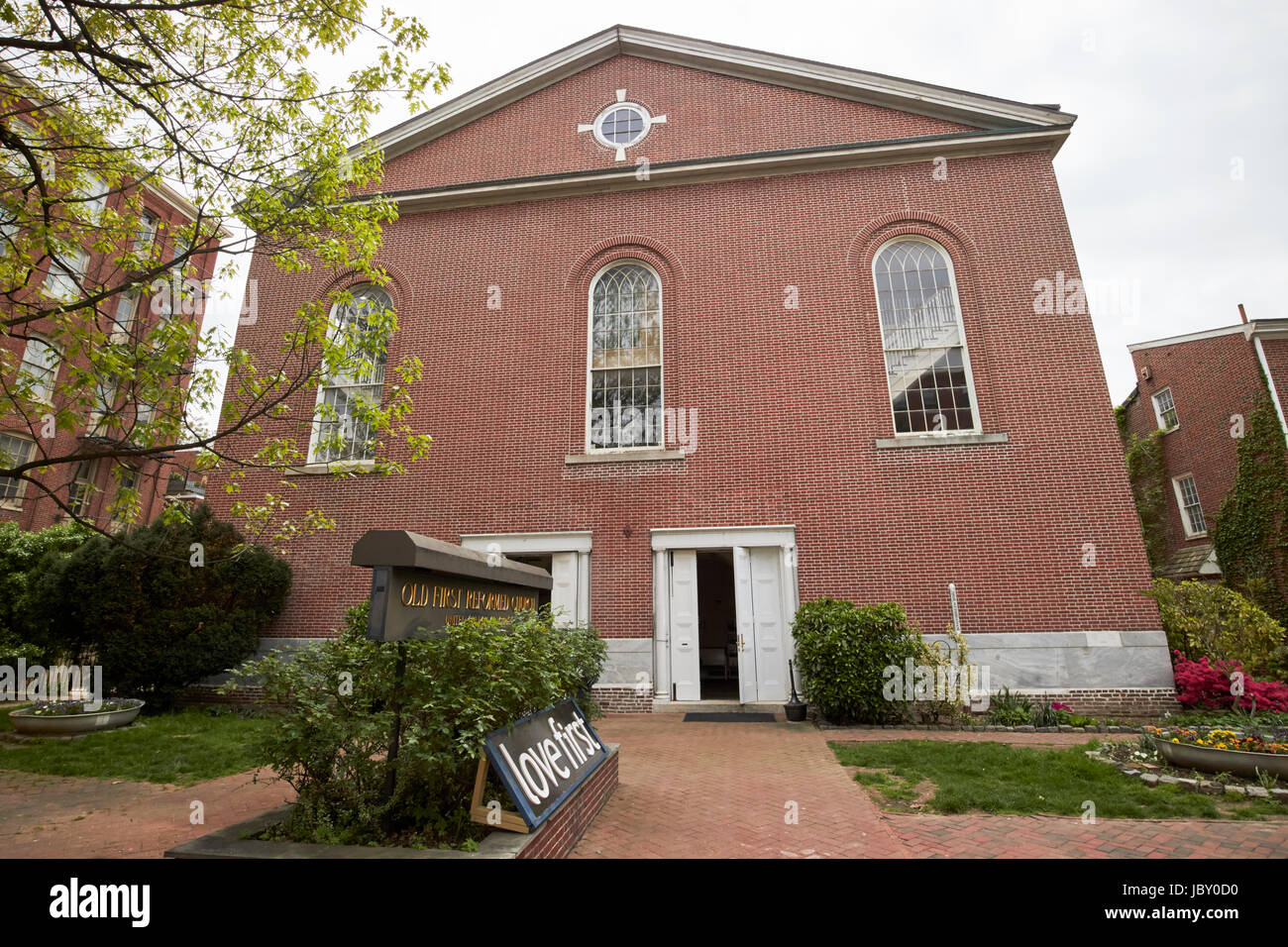 Vecchio prima chiesa riformata Philadelphia STATI UNITI D'AMERICA Foto Stock