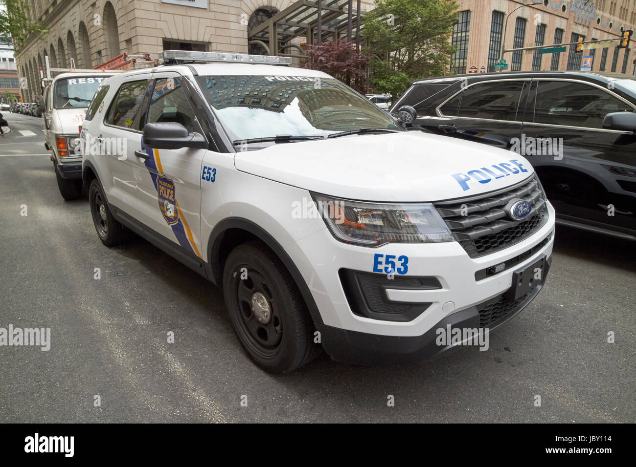 La polizia di Filadelfia ford interceptor utility auto di pattuglia veicolo USA Foto Stock