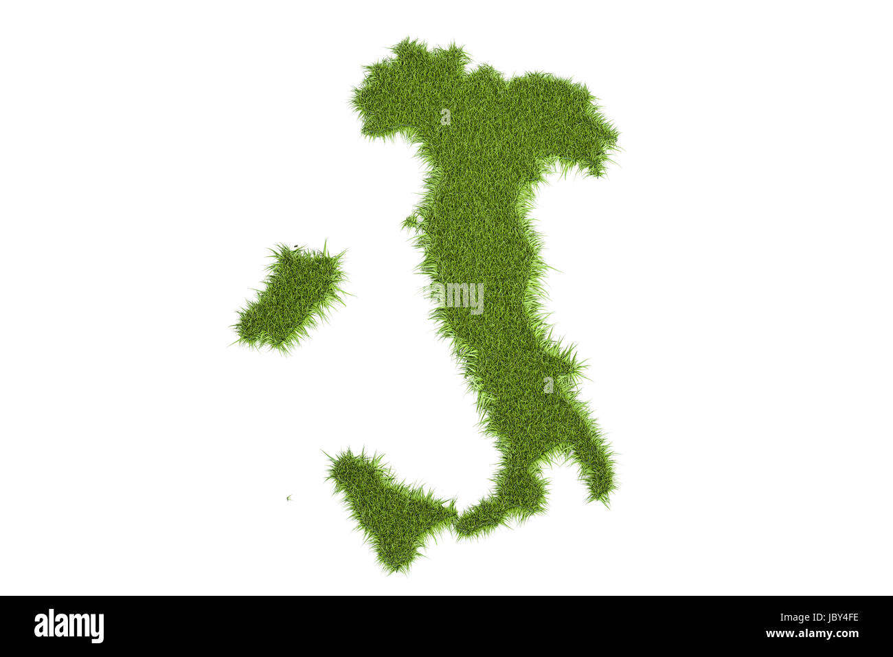Mappa italiana da verde erba, 3D rendering isolati su sfondo bianco Foto Stock