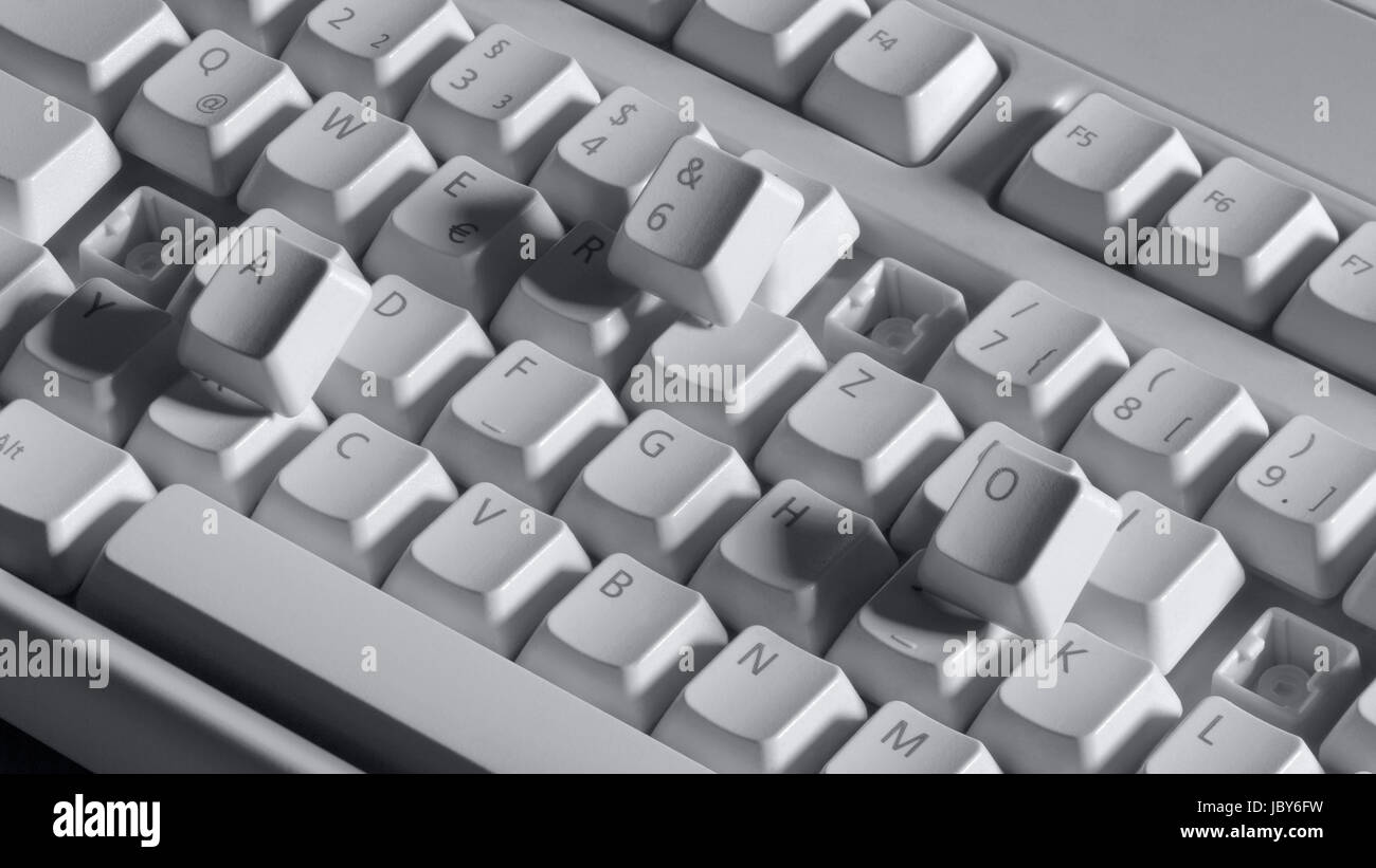 Dettaglio colpo di una rottura della tastiera del computer Foto Stock