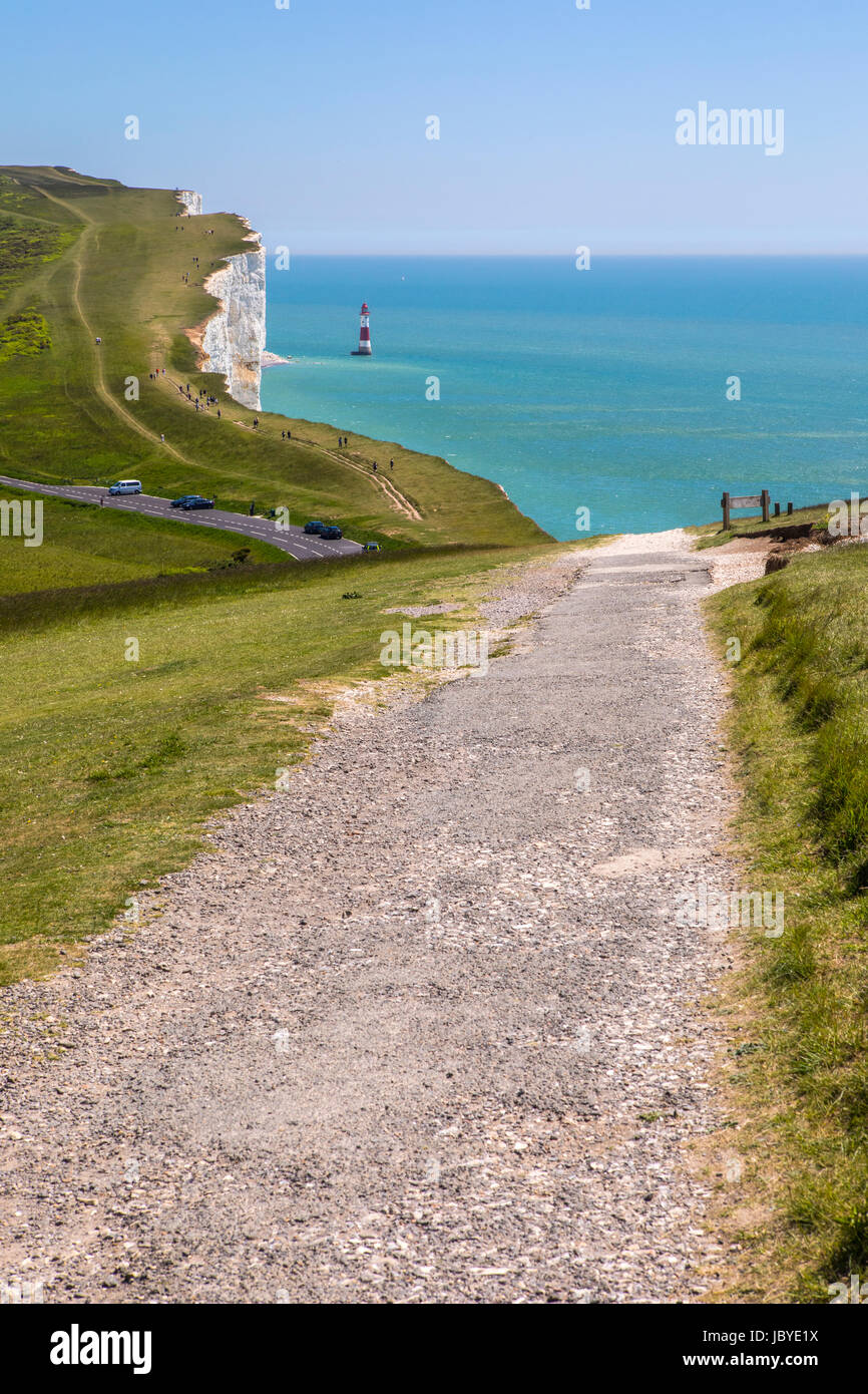 Una vista del Beachy Head chalk promontorio in East Sussex, Regno Unito. Foto Stock