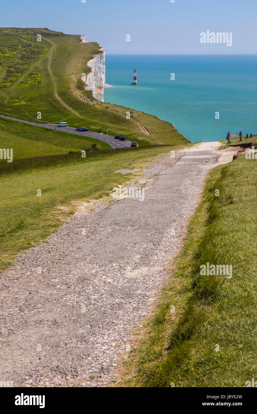 Una vista del Beachy Head chalk promontorio in East Sussex, Regno Unito. Foto Stock