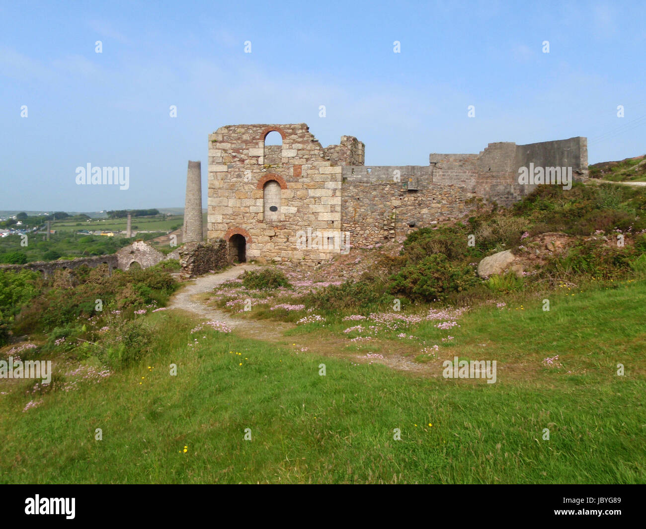 Wheal Basset miniera sul piatto grande lode Cornovaglia Foto Stock