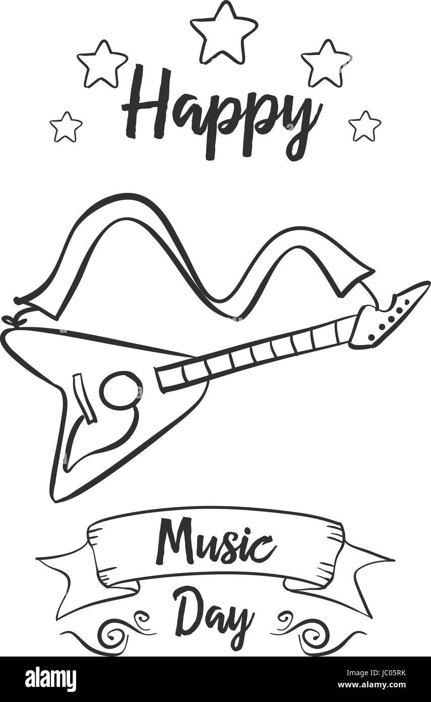 Happy music day greeting card raccolta di stile Illustrazione Vettoriale