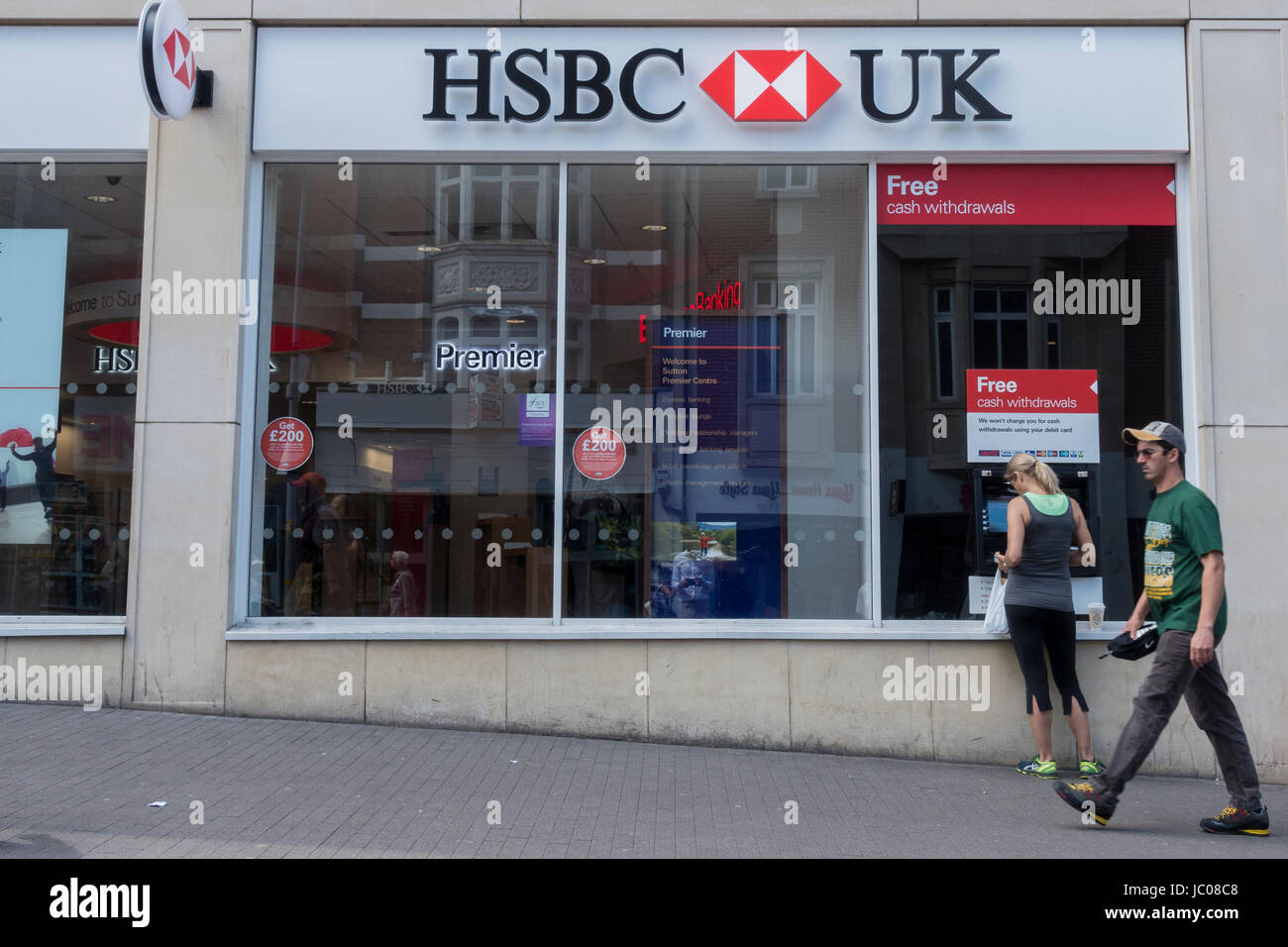 HSBC Bank su Sutton High Street Foto Stock