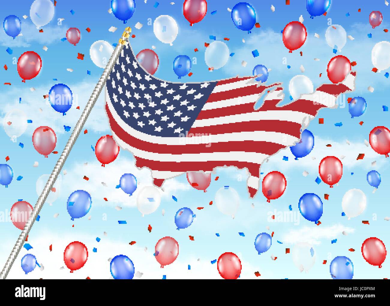 Stati Uniti d'America bandiera palloncino con sky Illustrazione Vettoriale