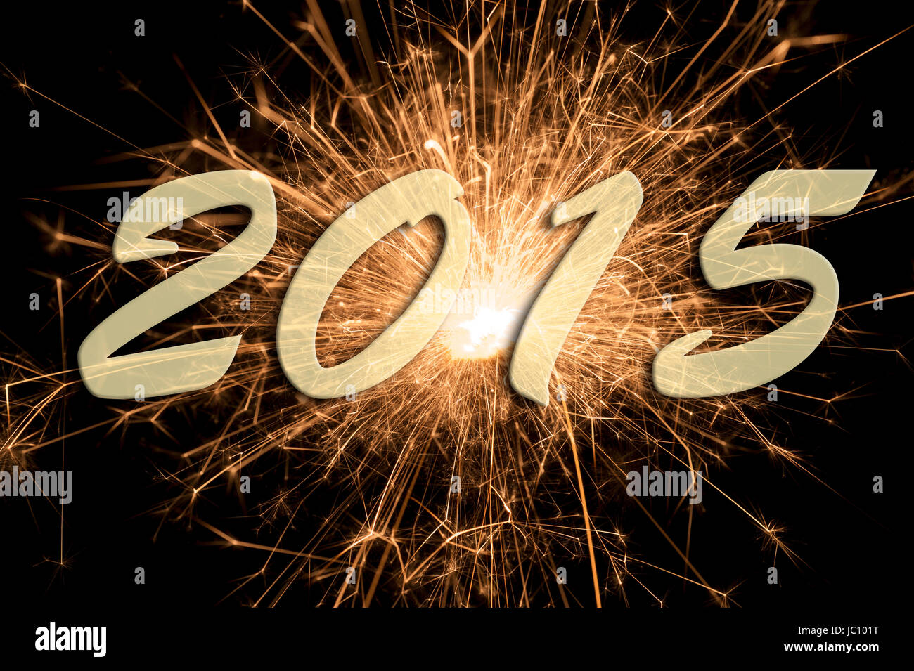 Neujahr 2015 mit großem Silvester-Feuerwerk Foto Stock