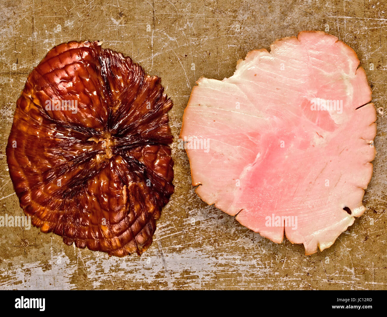 Chiusura del prosciutto rustico termina ingrediente aromatizzante Foto Stock