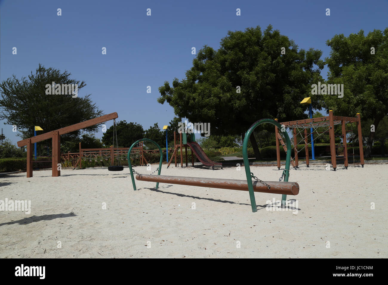 Le attrezzature gioco per bambini - parco avventura ad Abu Dhabi Foto Stock