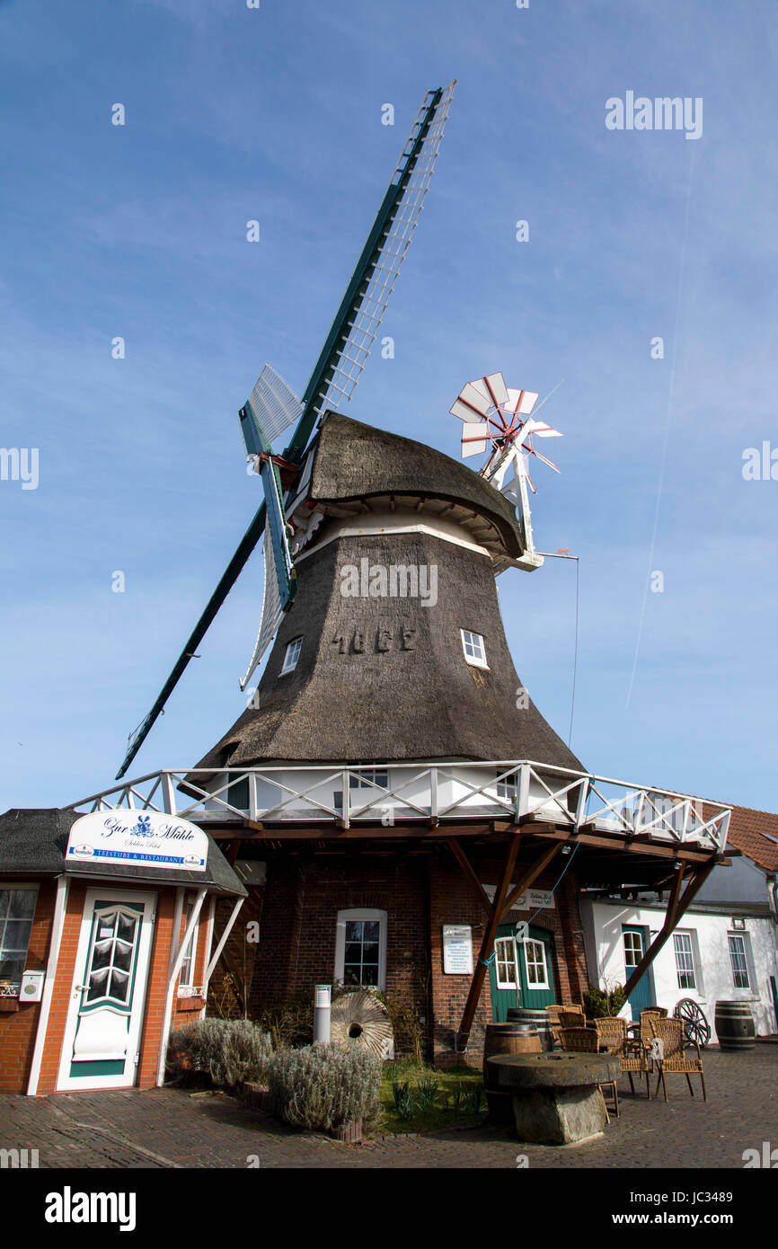 Isola del Mare del Nord, Norderney, Frisia orientale, Germania, il vecchio mulino a vento, Foto Stock