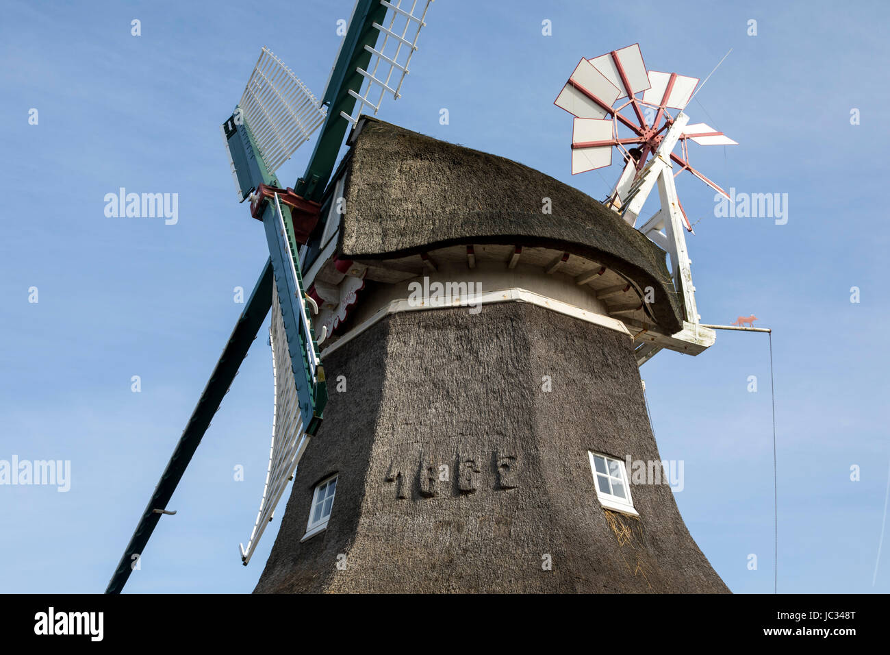 Isola del Mare del Nord, Norderney, Frisia orientale, Germania, il vecchio mulino a vento, Foto Stock