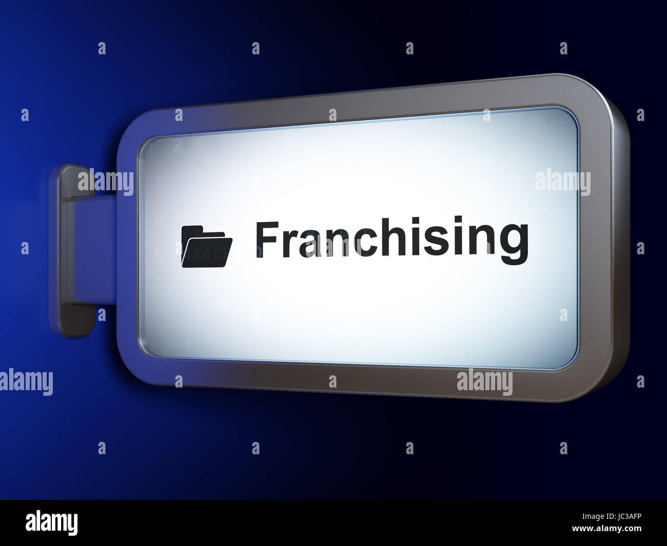 Concetto di finanza: il franchising e la cartella su sfondo tramite Affissioni Foto Stock