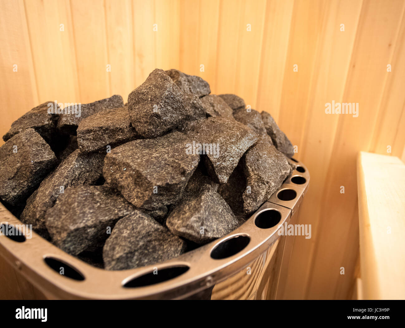 Primo piano immagine della roccia di granito in sauna Forno Foto Stock