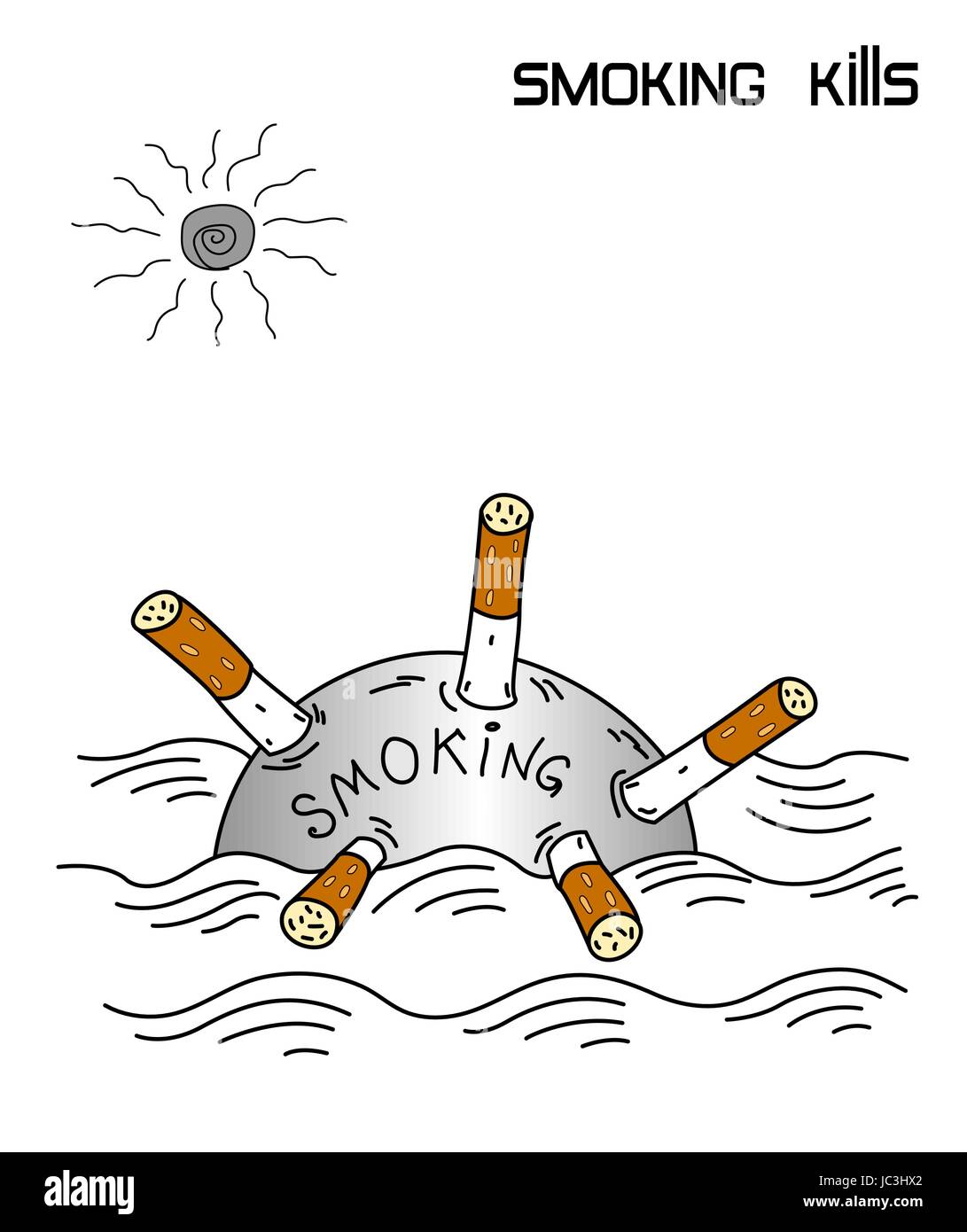 Il fumo uccide, il fumo di sigaretta contro-poster pubblicitario Illustrazione Vettoriale