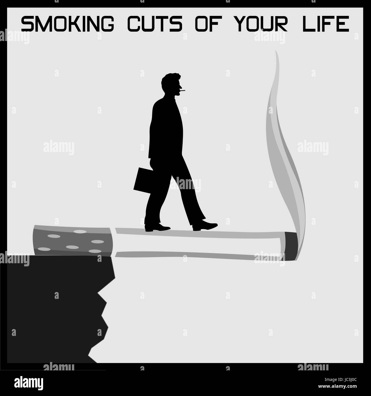 Il fumo interrompe la vostra vita, fumatori uomo sta fumando una sigaretta Illustrazione Vettoriale