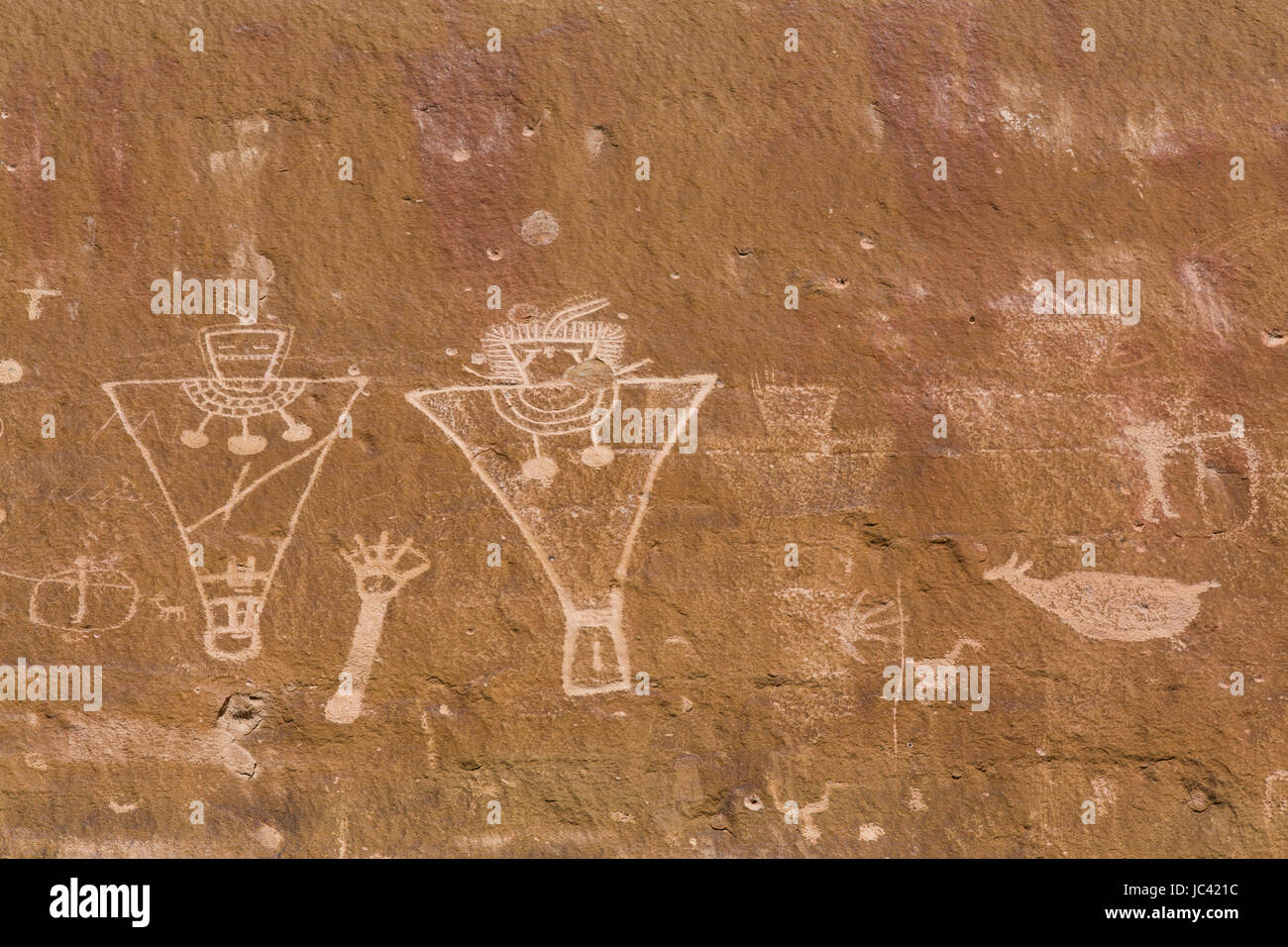 Sego Canyon Pannello Petroglyph, Nnear Thompson, Utah, Stati Uniti d'America Foto Stock