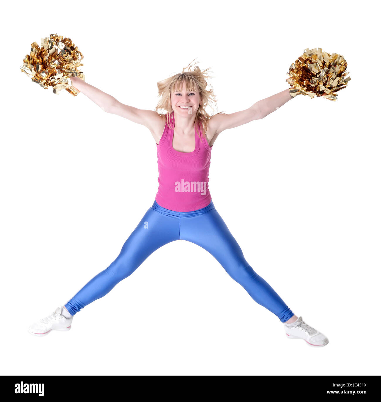 Cheerleader jubelt Foto Stock