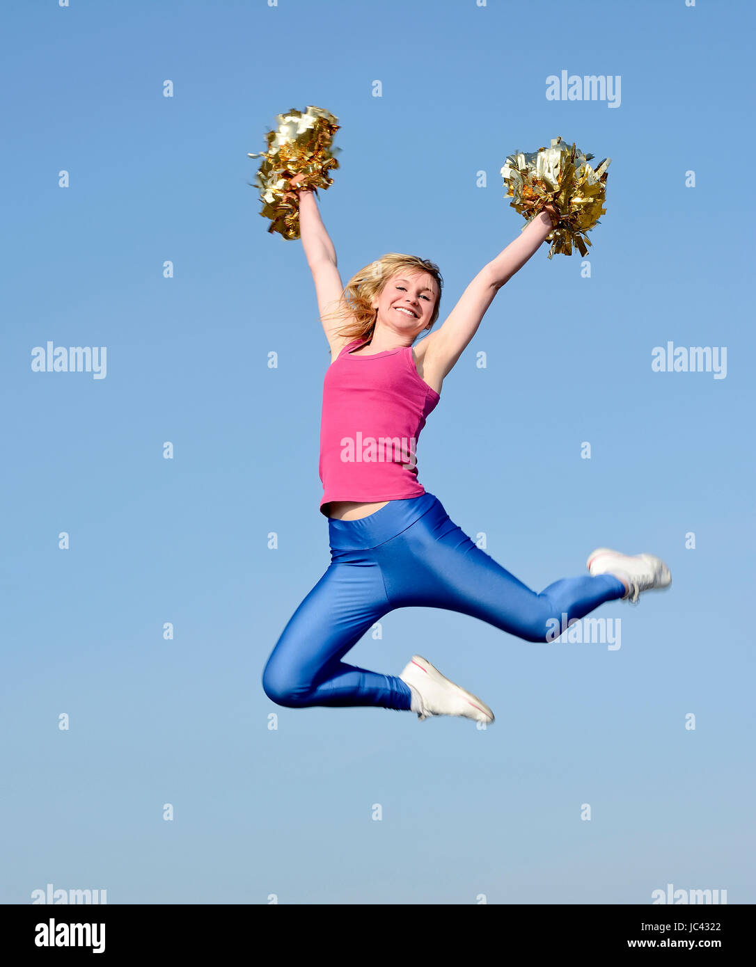 Cheerleader jubelt Foto Stock