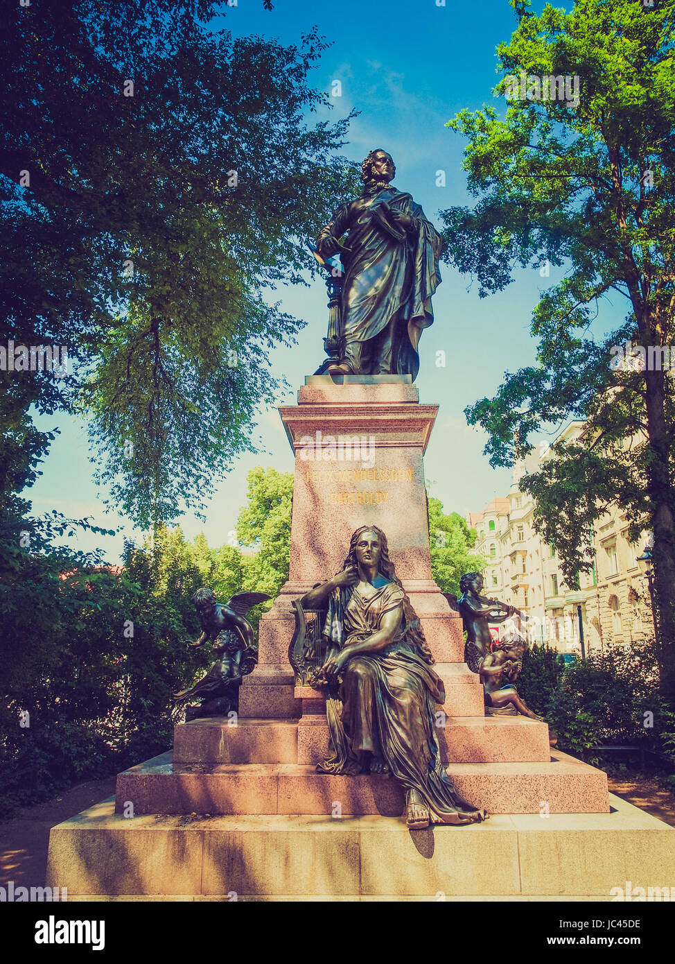 Il Mendelssohn Denkmal monumento al musicista tedesco Jakob Ludwig Felix Mendelssohn Bartholdy è stato progettato da Werner Stein nel 1892 in Leipzig Germania Foto Stock