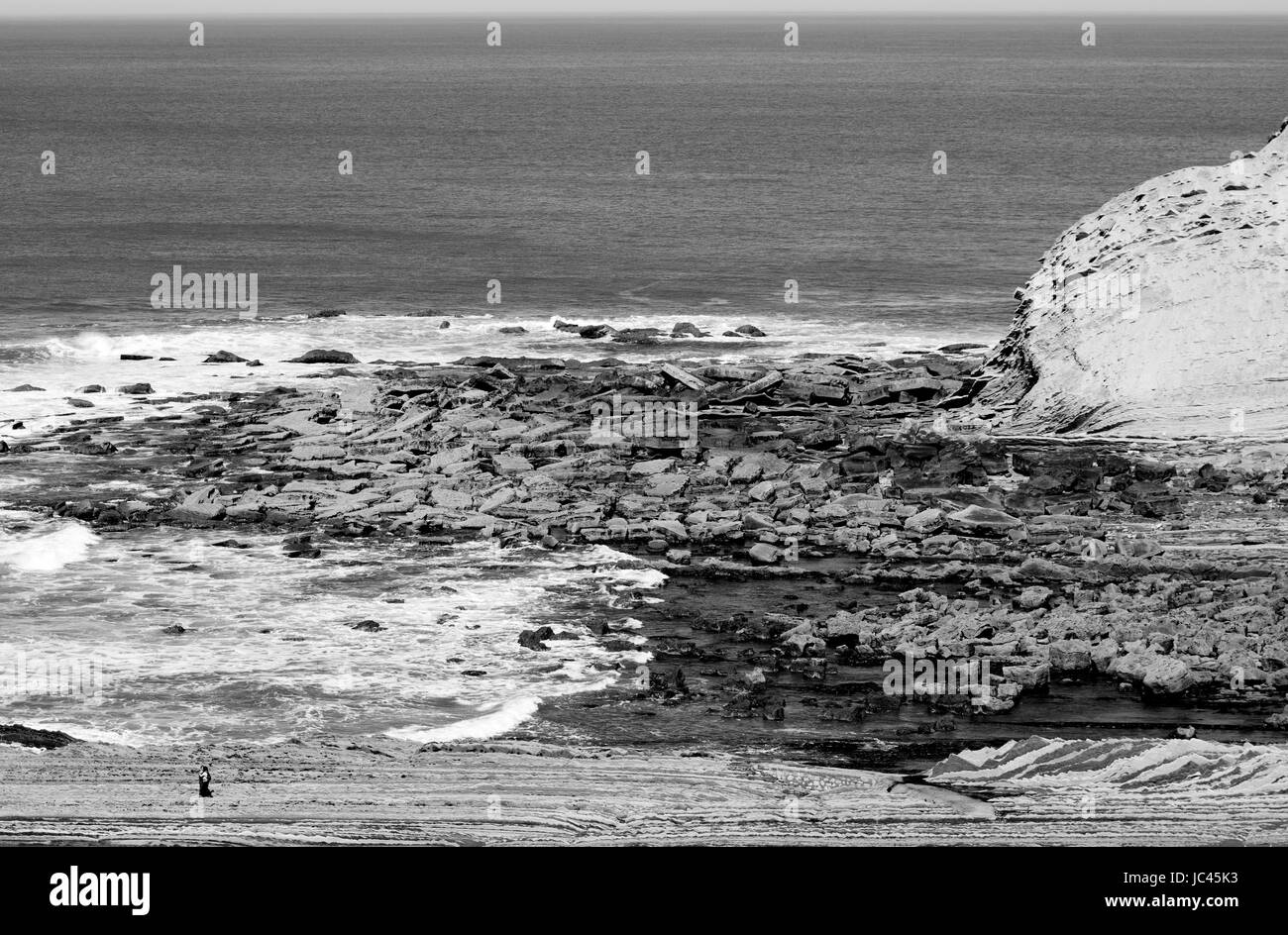 Lunatic vista della Spiaggia di Itzurun, Paesi Baschi Foto Stock
