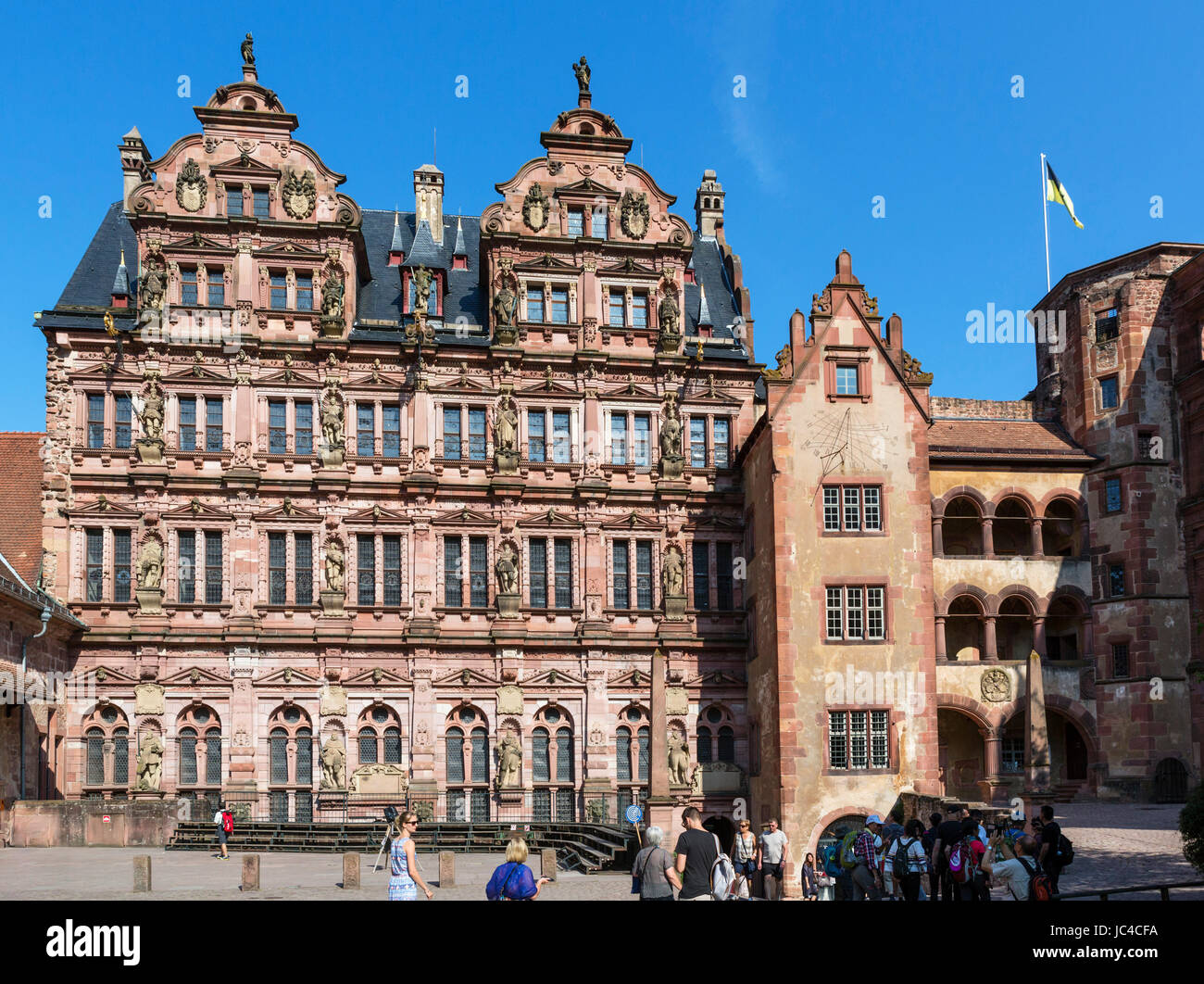 Il cortile del castello di Heidelberg, Altstadt, Heidelberg, Germania Foto Stock