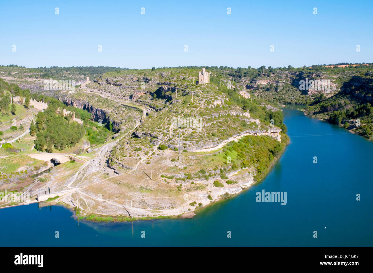 Hoz del Jucar. Alarcon Cuenca, provincia, Castilla La Mancha, in Spagna. Foto Stock