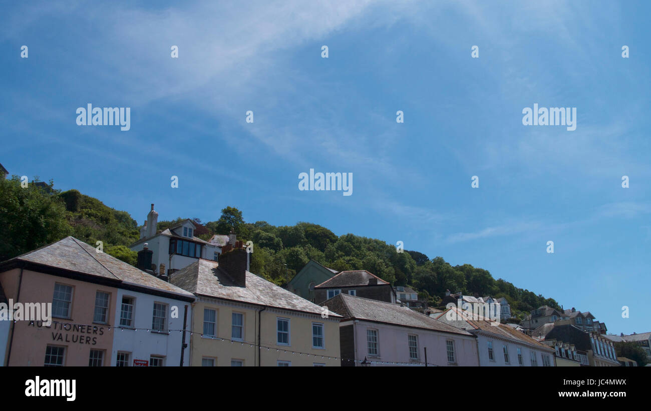 La vista del porto, un giorno di estate in Cornwall, Regno Unito Foto Stock