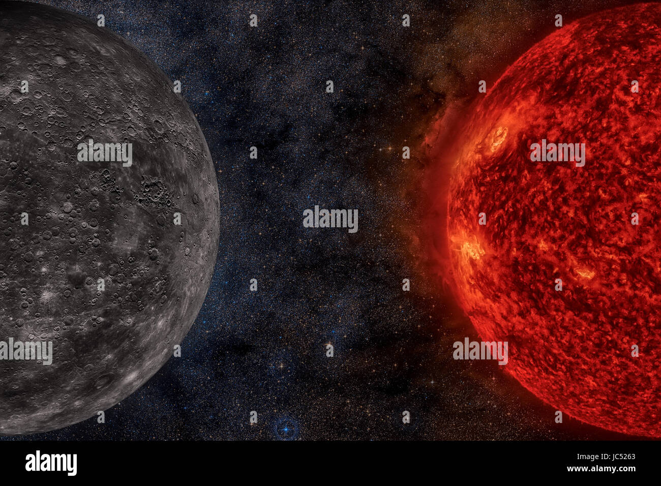 Il sistema solare - Mercurio. È la più piccola e più vicina al sole delle otto pianeti del sistema solare, con un periodo orbitale di circa 88 Terra d Foto Stock