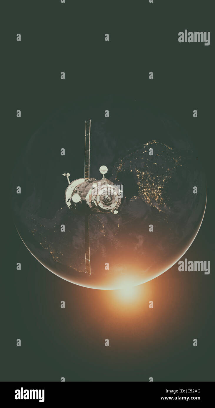 Il progresso di veicolo spaziale in orbita attorno alla terra. Gli elementi di questa immagine fornita dalla NASA. Foto Stock